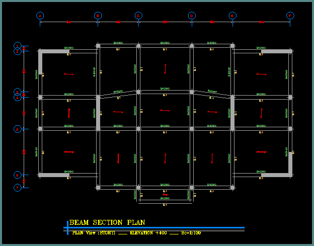پلان مقطع تیر-beam section plan