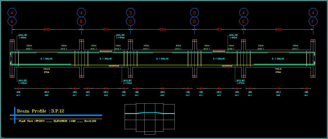 جزییات پروفیل طولی تیر-beam profile details