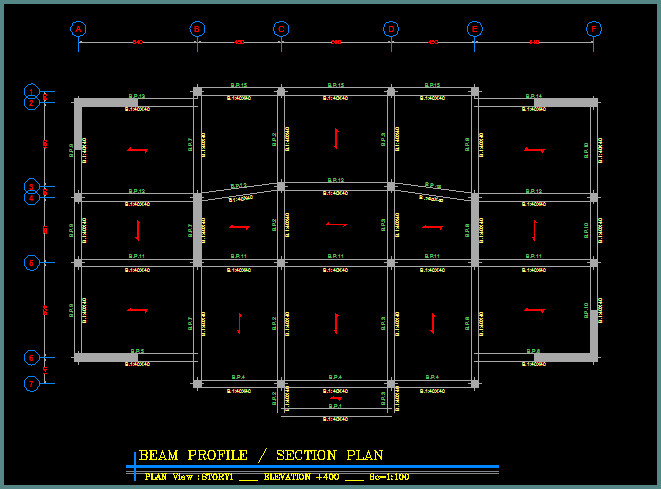پلان مقطع/پروفیل تیر-beam section/profile plan